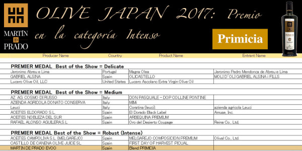 Nuevo reconocimiento internacional para nuestro Blend PRIMICIA: Premier medal en Olive Japan