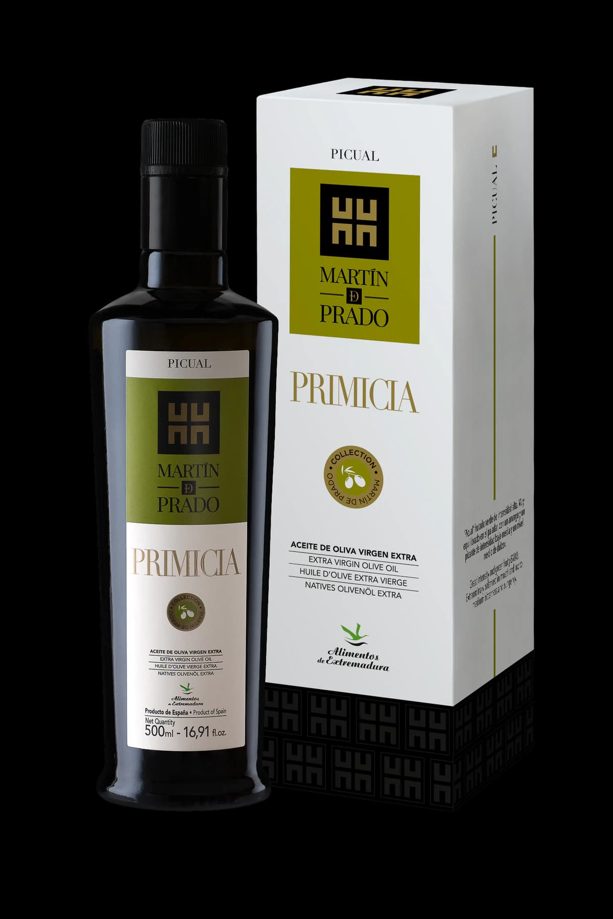 Botella y estuche de Primicia Picual.
