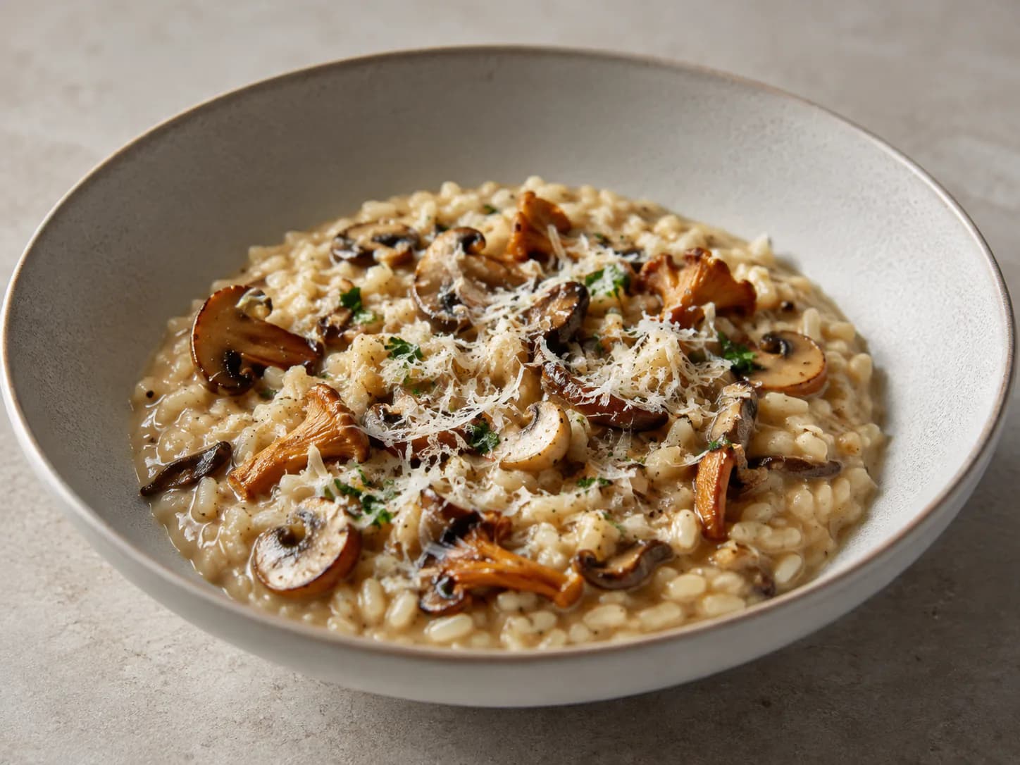 Risoto de cogumelos e parmesão
