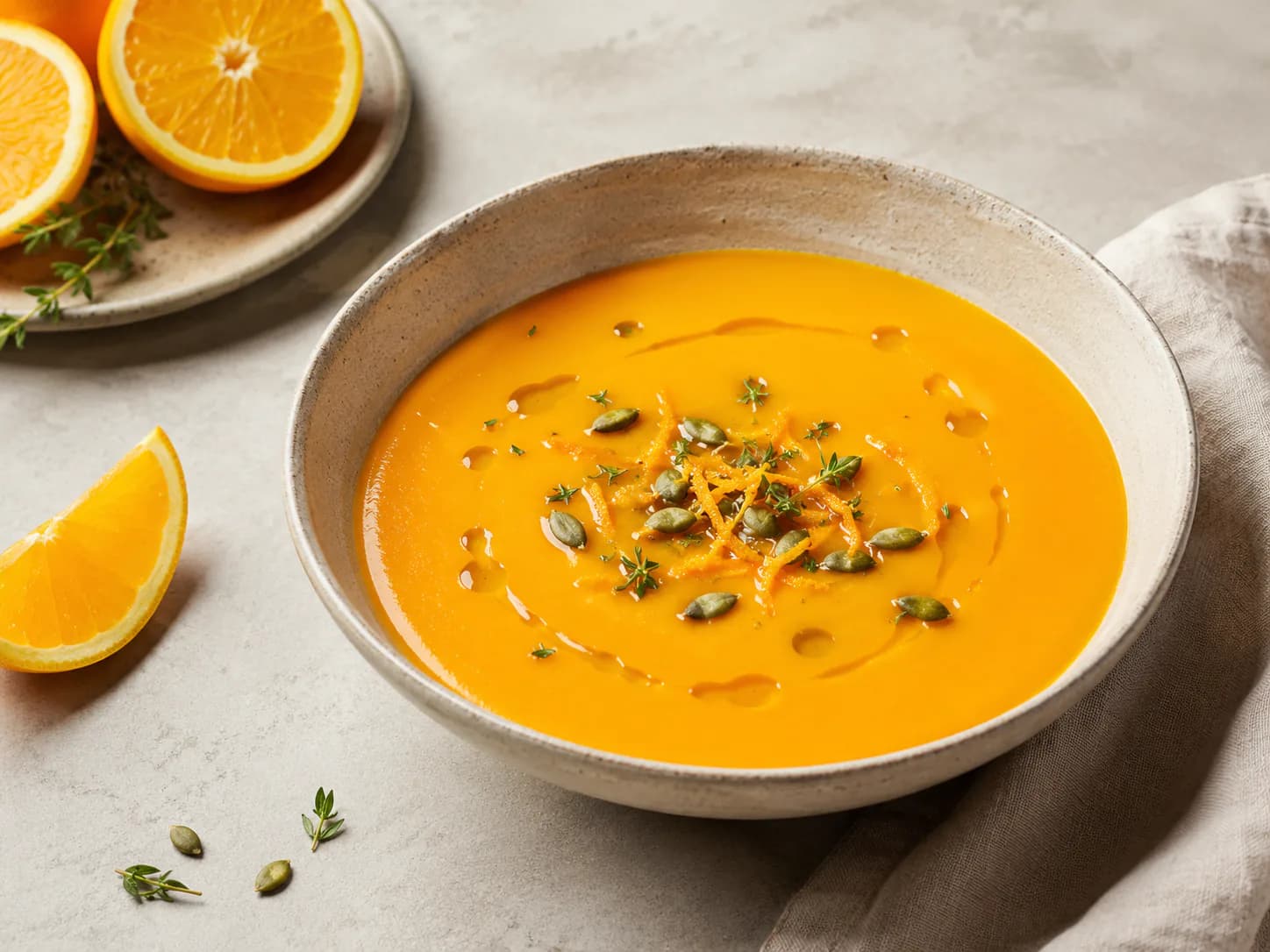 Creme de abóbora assada e laranja